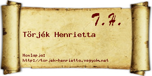 Törjék Henrietta névjegykártya